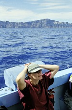 Carol on a boat.