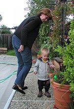 Granny supervises our egg collection