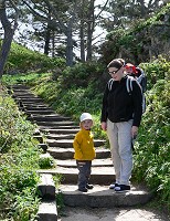 Tom and Carol on one of many natural staircases of Point Lobos