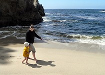 Tom and Carol going barefoot on a beach