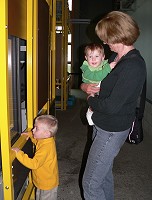 Kids with granny at the aquarium