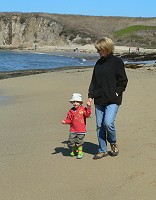 With granny to the beach