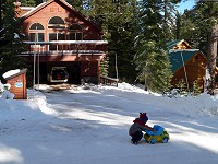 Winter fun in front of the house