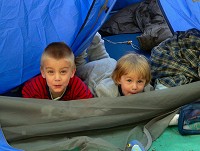 Kids in the tent