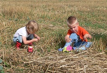 Our kids don't get much chance to play with hay in America