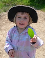 Lisa shows off her beautiful, picked from the ground, leaf