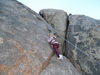 Lisa climbing at Alabama Hills