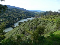 A reservoir comes into view, with our parked car on left.