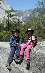 Kids with Yosemite Falls