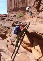 Tom on a trail near Fisher Towers, Utah.