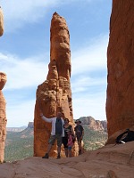 Family inside the Vortex, Cathedral Rock, Sedona, Arizona.