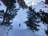 Tom hesitating on top of Chamoix.