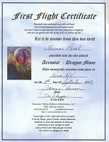 Tom's first flight certificate.