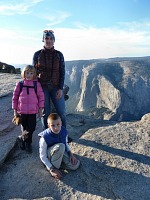 Carol and kids with El Cap.