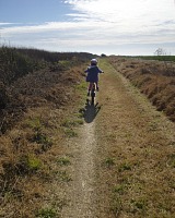 Paths among fields are very comfortable to ride.