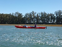 Lisa and Carol on a kayak.