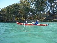 Tom and Sid on a kayak.