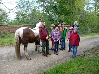 We participated in a geocaching bout with a bunch of friends around the horse stables.