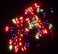 Ohňostroj na Den Nezávislosti v Estes Parku.