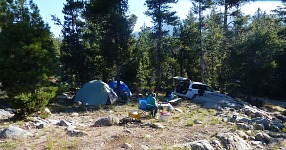Our camping site was on a slippery slope.