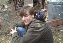 Tom and spotted chicken named Freckles.