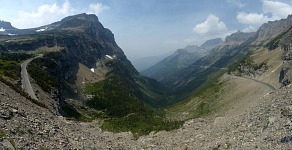 Logan Pass - pohled na západní stranu Glacieru.