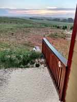 A thunderstorm rushed through, with hail.