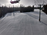 First day of the downhill skiing season - note the volume of people on the slope.