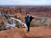 Sid on the edge of Upheaval Dome.