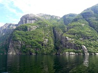 Lysefjord is large — here with kayaks for scale. Lysefjord is large — here with kayaks for scale.
