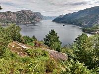 Noon at Høllesli: view of Lysefjorden. Noon at Høllesli: view of Lysefjorden.
