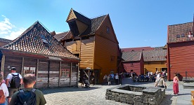 Bergen: noble facades of Bryggen merchant houses lead to back yards with ancient shops.