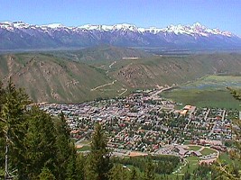 Jackson, WY: town and Teton Range